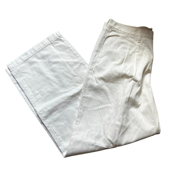 Madewell Baggy Straight Jeans NWT Sz 32 White Pleated Front High Waisted - Picture 2 of 8